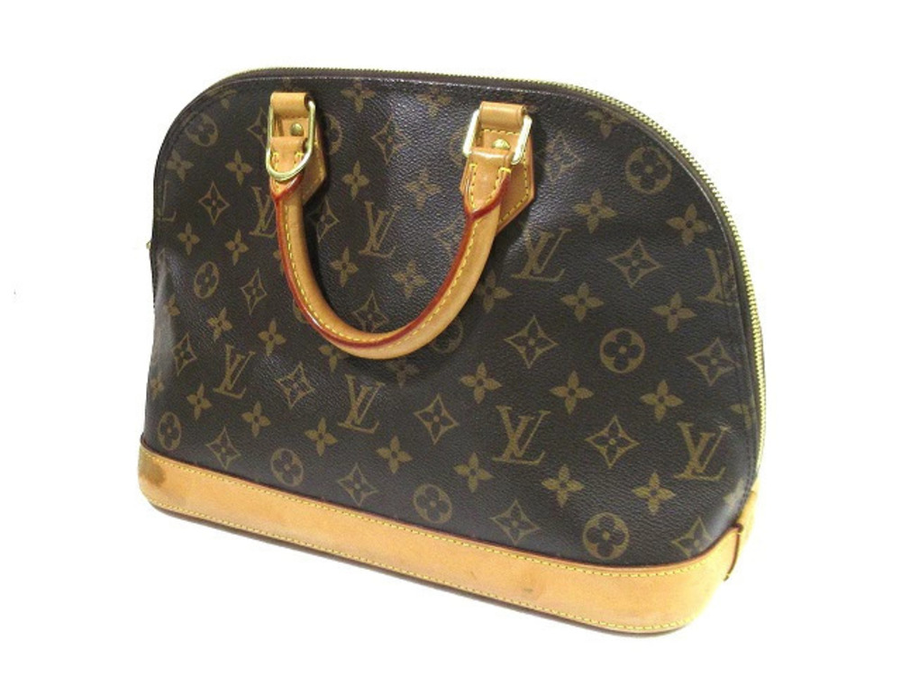 Louis Vuitton Brown Leather Alma Handbag Monogram Brown